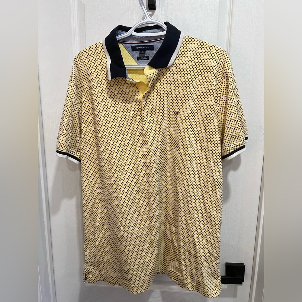 Tommy Hilfiger Men's Yellow and Black Polo Shirt